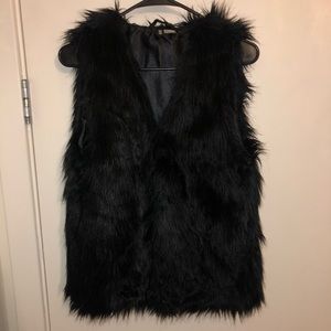 Black Faux Fur Vest